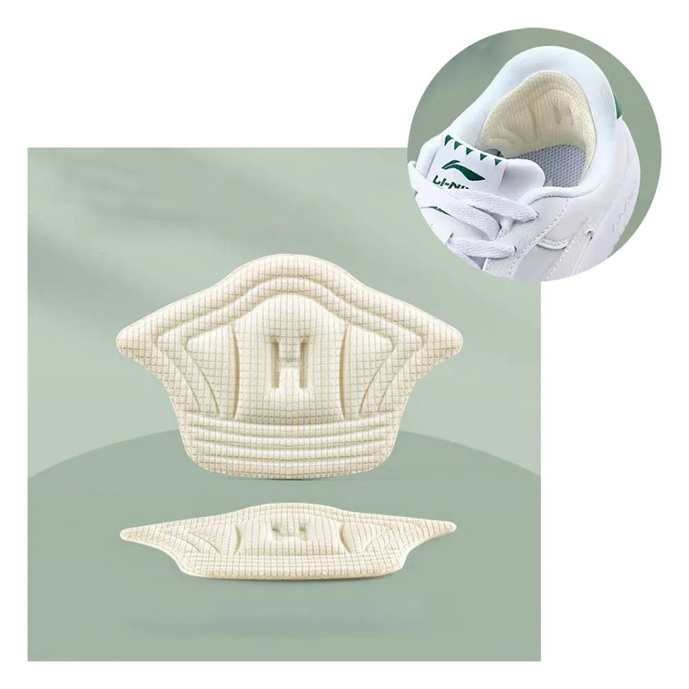 (1 pair) 7mm ultra-soft fabric pads heel insert anti-slip / massage insoles for sneakers - white