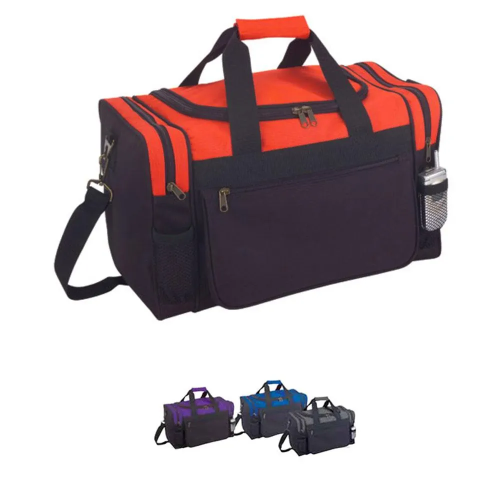 17 inch Work Sports Duffle Bags Travel Gym Luggage Carry-On With Side Mesh Pockets
