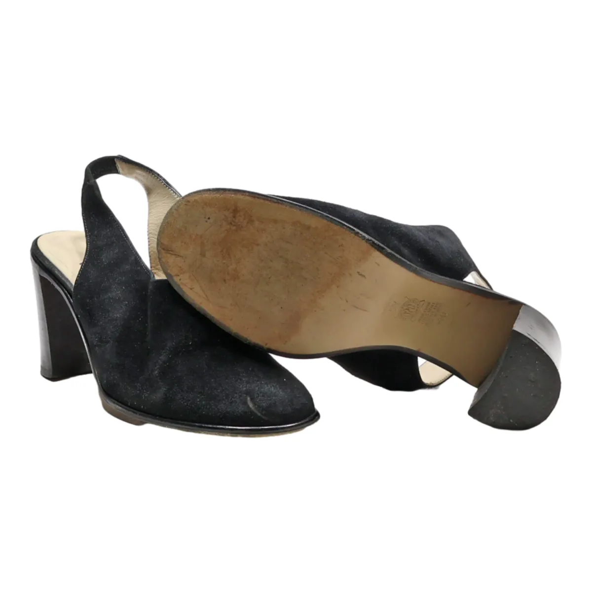 ALBERTO FABIANI Block Heels Black Leather Womens UK 7