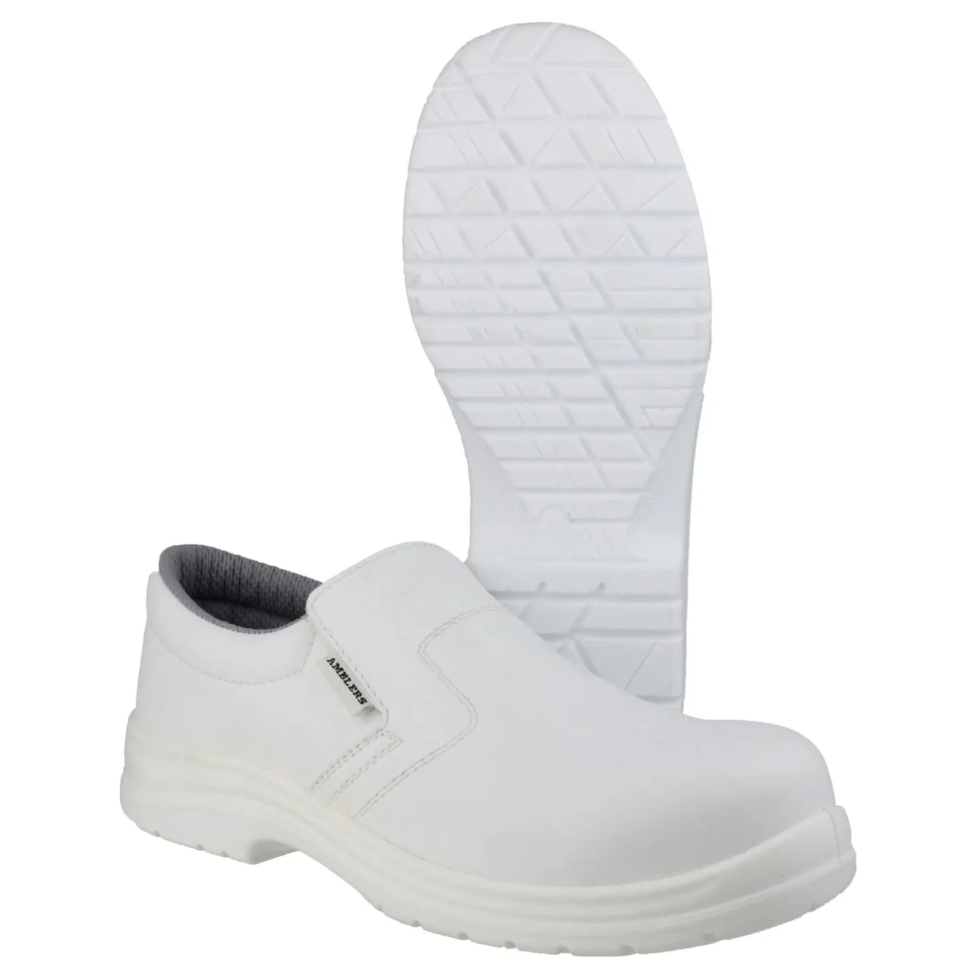 Amblers Safety White FS510 Metal-Free Water-Resistant Slip on Safety Shoes