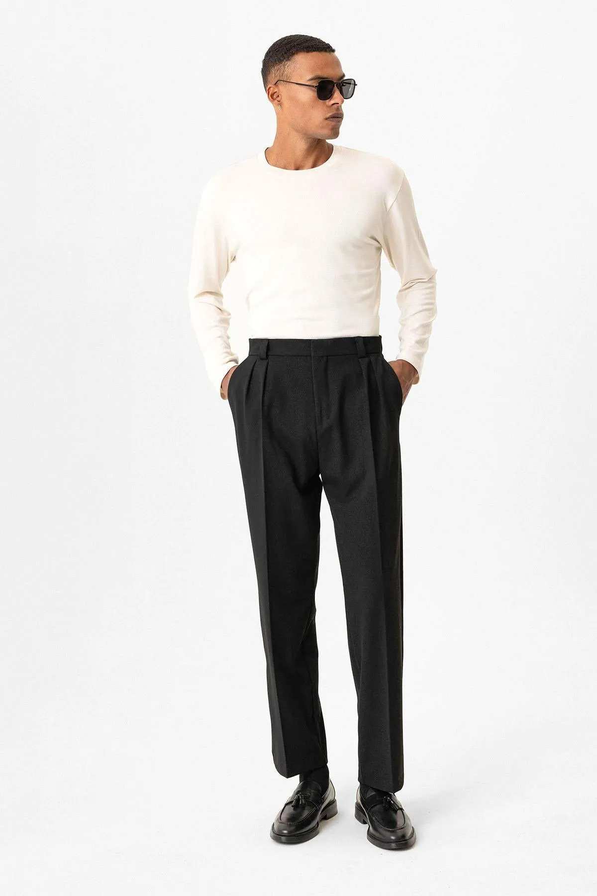 ANT High Waist Pleated Relaxed Fit Baggy Men's Pants - Ciudad Mante
