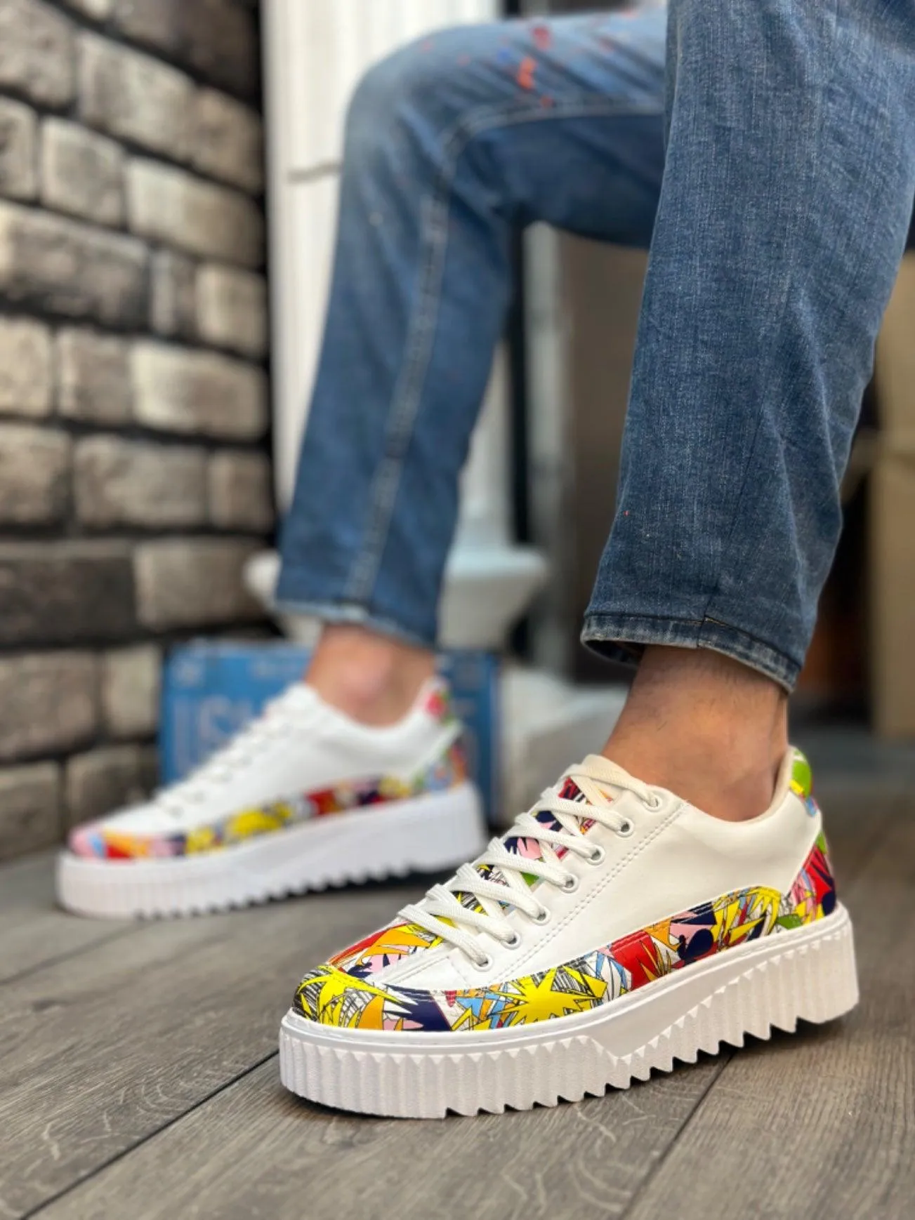 BA0801 High Sole Color Patterned Men's Sports Shoes