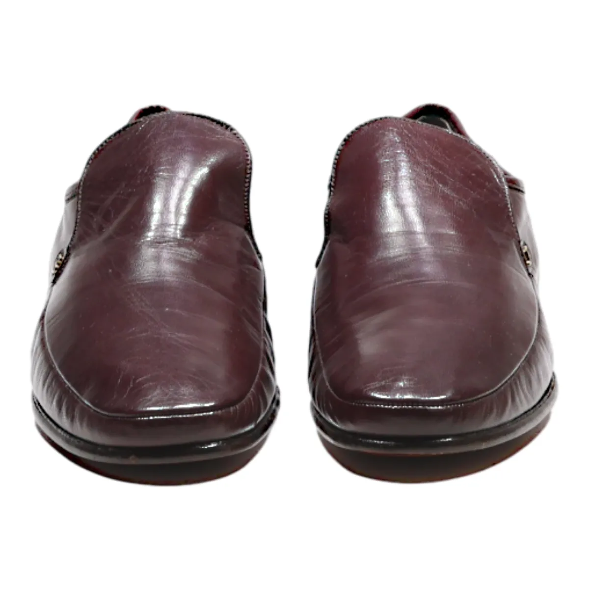 BALLY SUISSE Mocassin Loafer Shoes Maroon Leather Mens UK 7.5