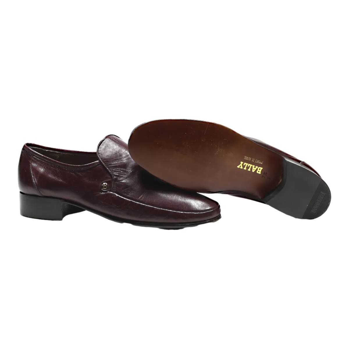 BALLY SUISSE Mocassin Loafer Shoes Maroon Leather Mens UK 7.5