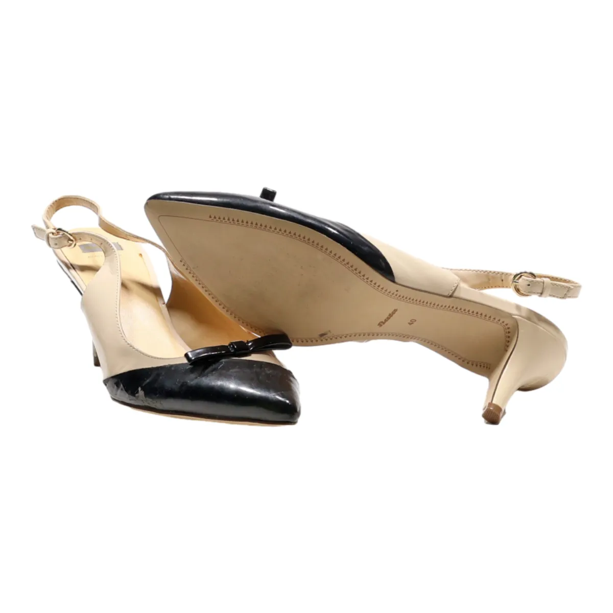 BATA Slingback Heels Beige Synthetic Womens UK 7