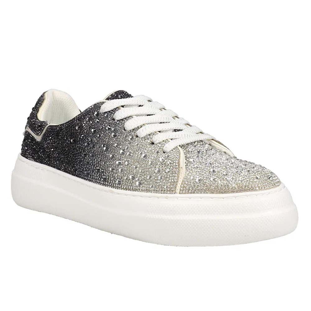 Bedazzle Rhinestone Lace Up Platform Sneakers