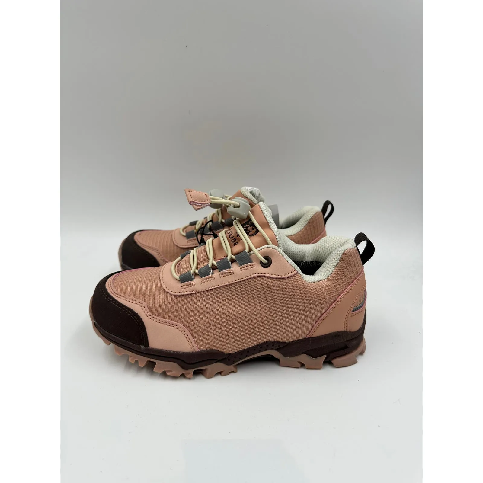 Big Kid Size 3, Light Pink Hikers w/ Rugged Sole and Synch Elastic Laces