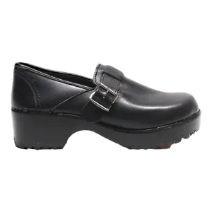 BIOS Heeled Clog Shoes Black Leather Womens UK 8