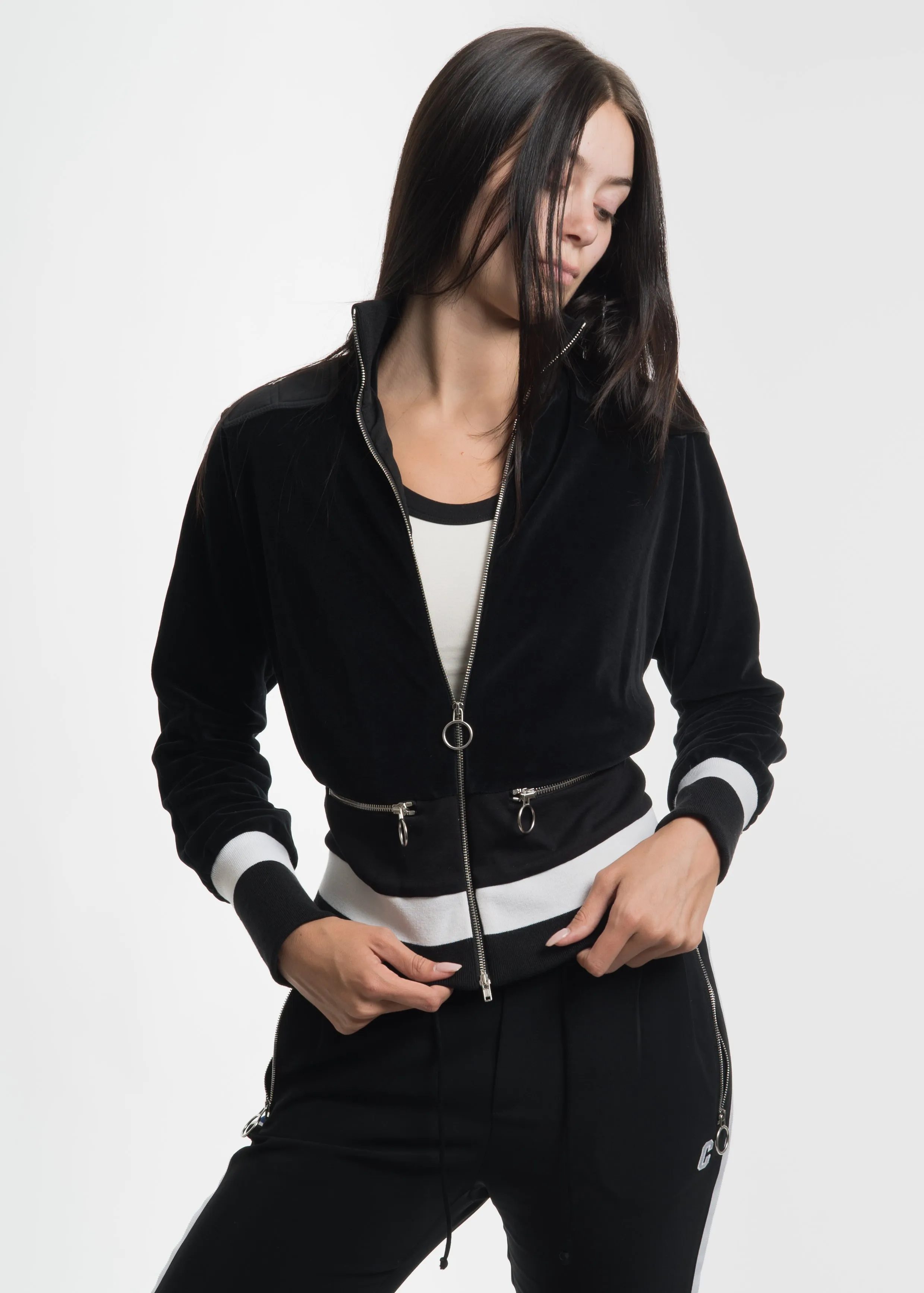 Black Kimono Sleeve Track Blouson