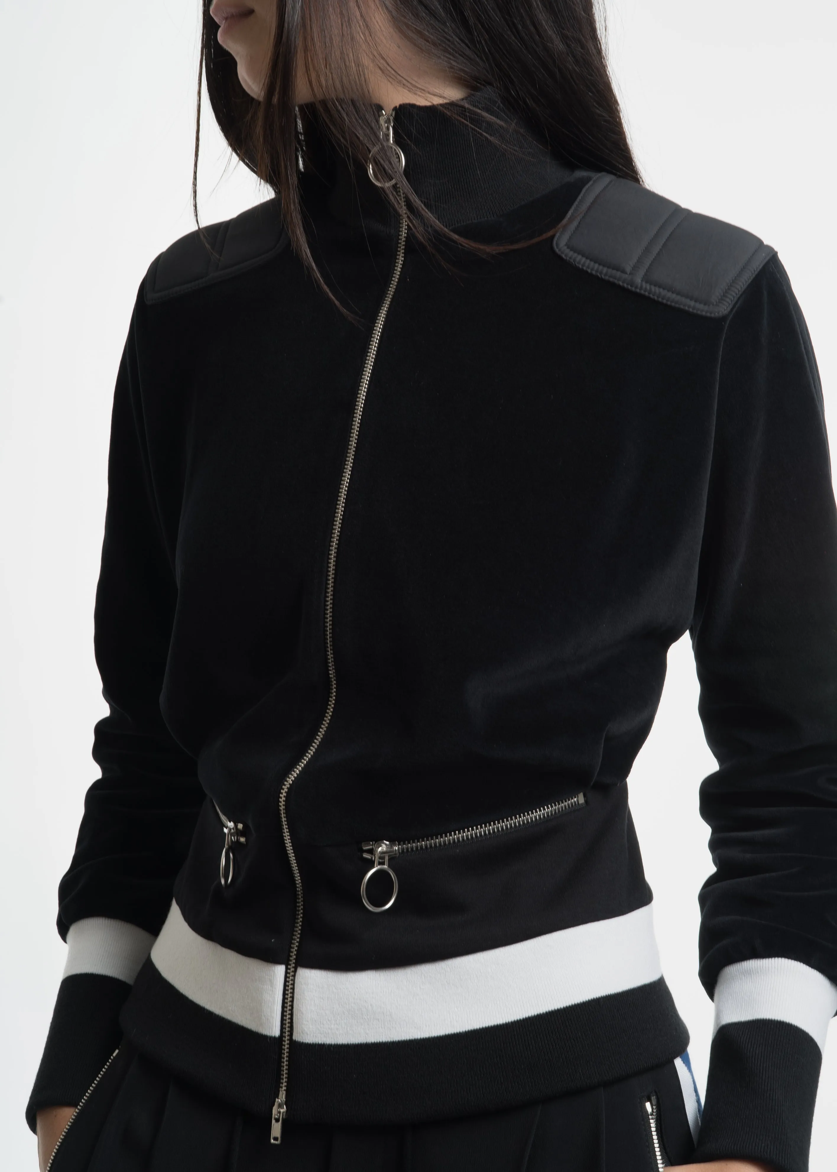 Black Kimono Sleeve Track Blouson