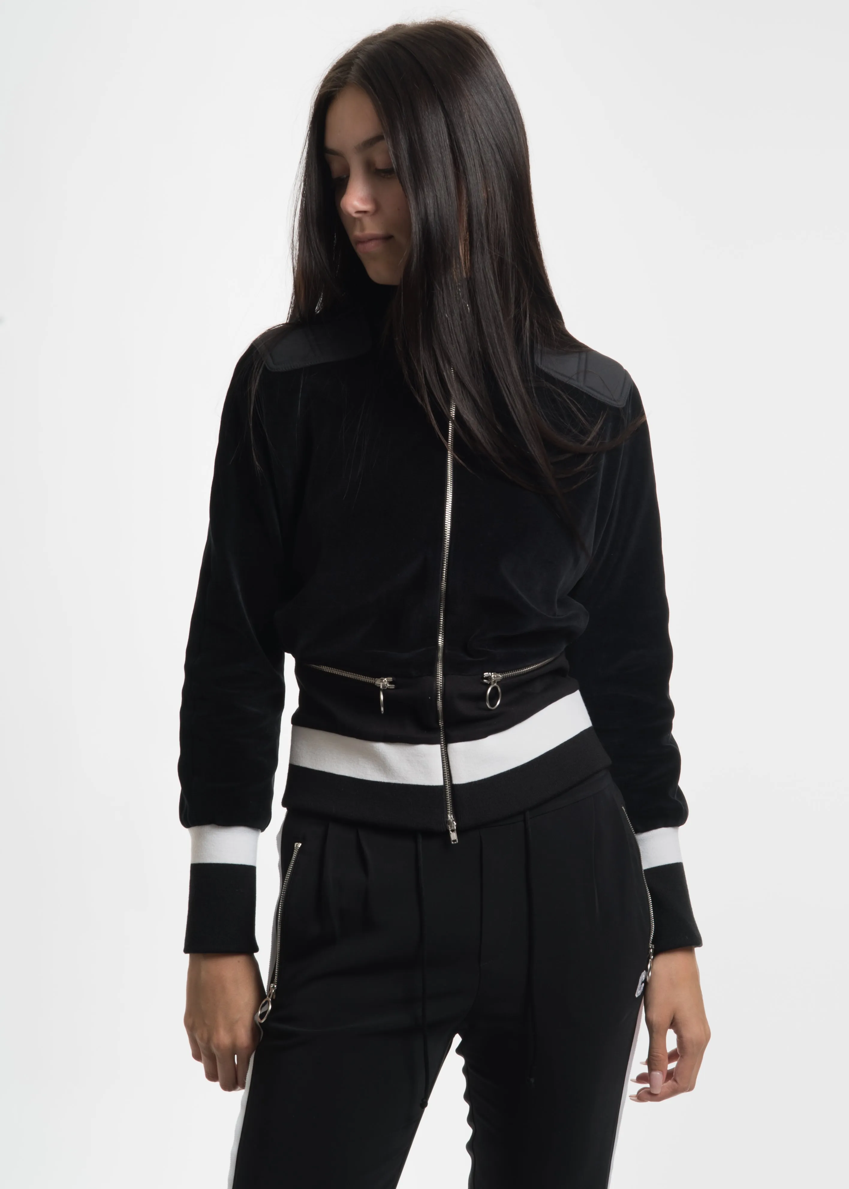 Black Kimono Sleeve Track Blouson