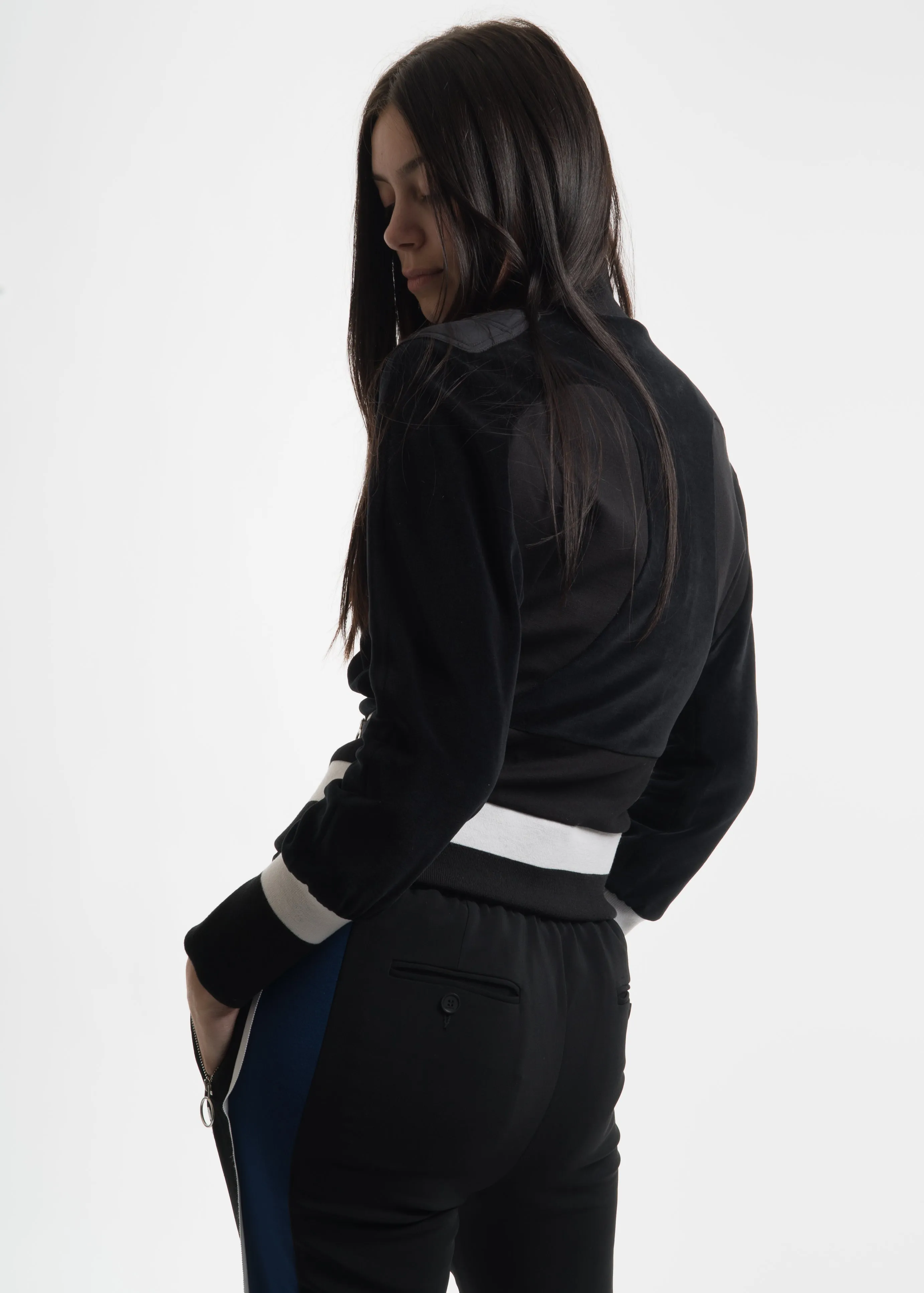 Black Kimono Sleeve Track Blouson