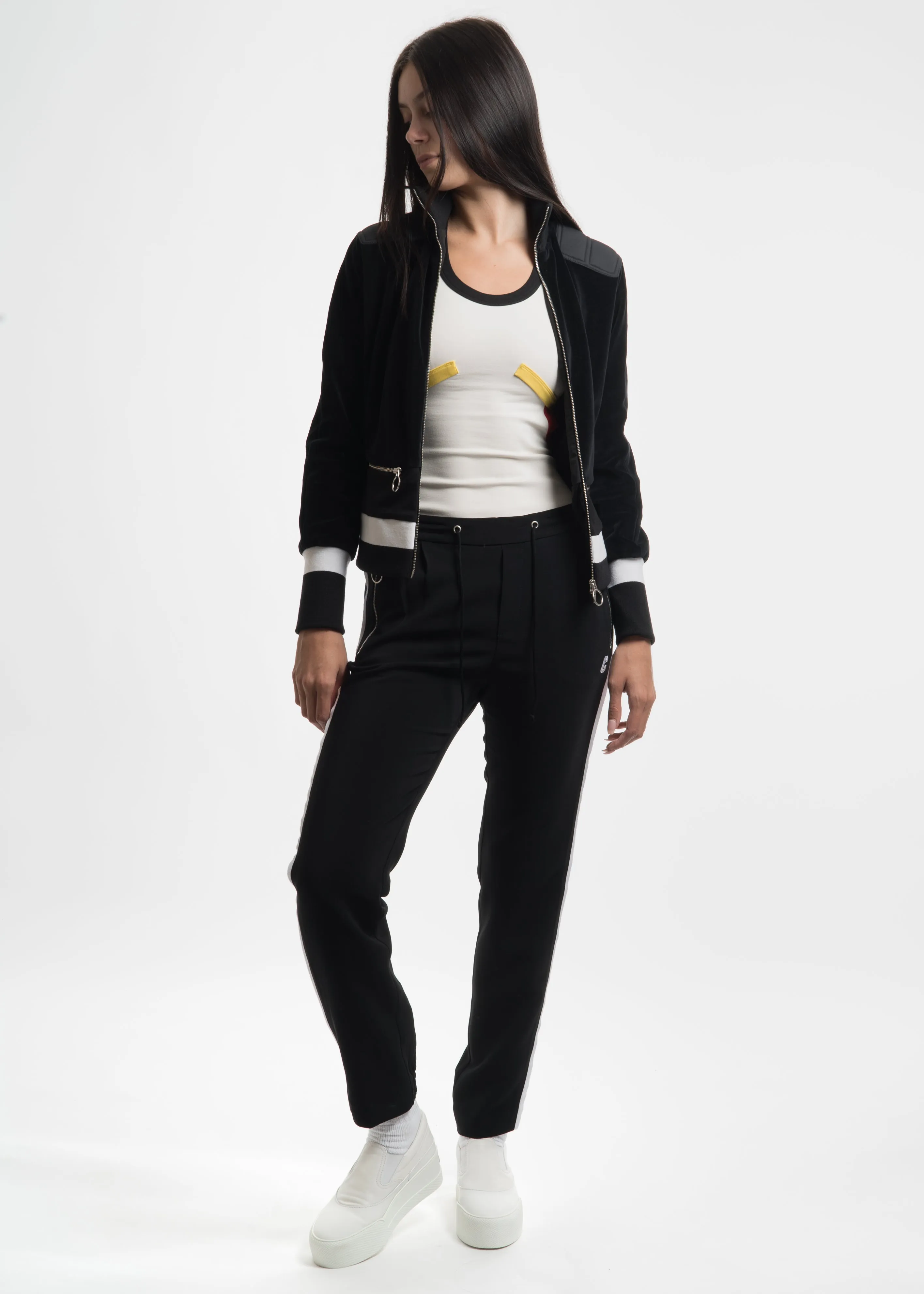 Black Kimono Sleeve Track Blouson