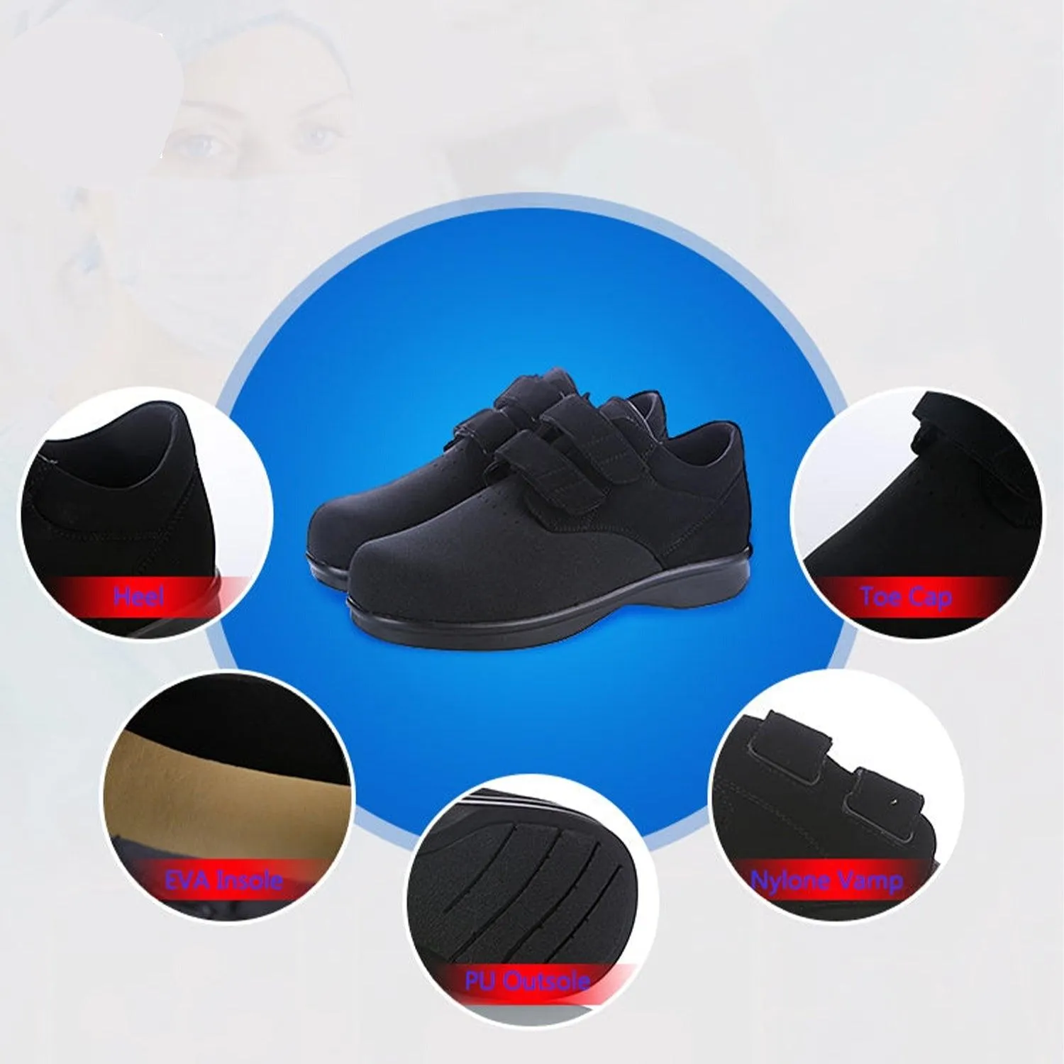 Black Leather / Neoprene Medical Grade Diabetic Footwear