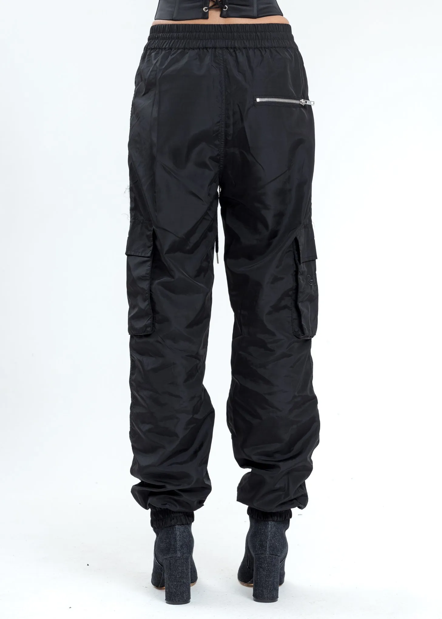 Black Nylon Trackpants