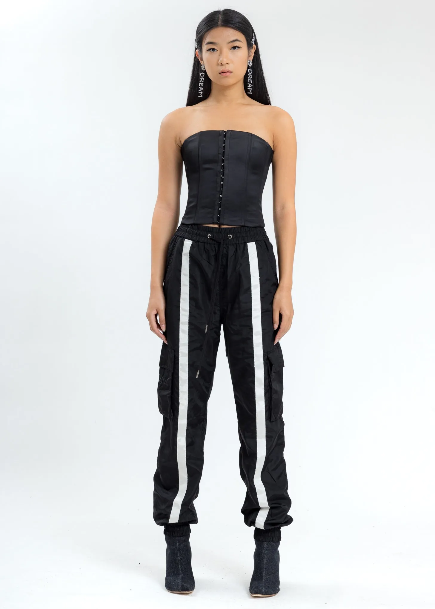 Black Nylon Trackpants
