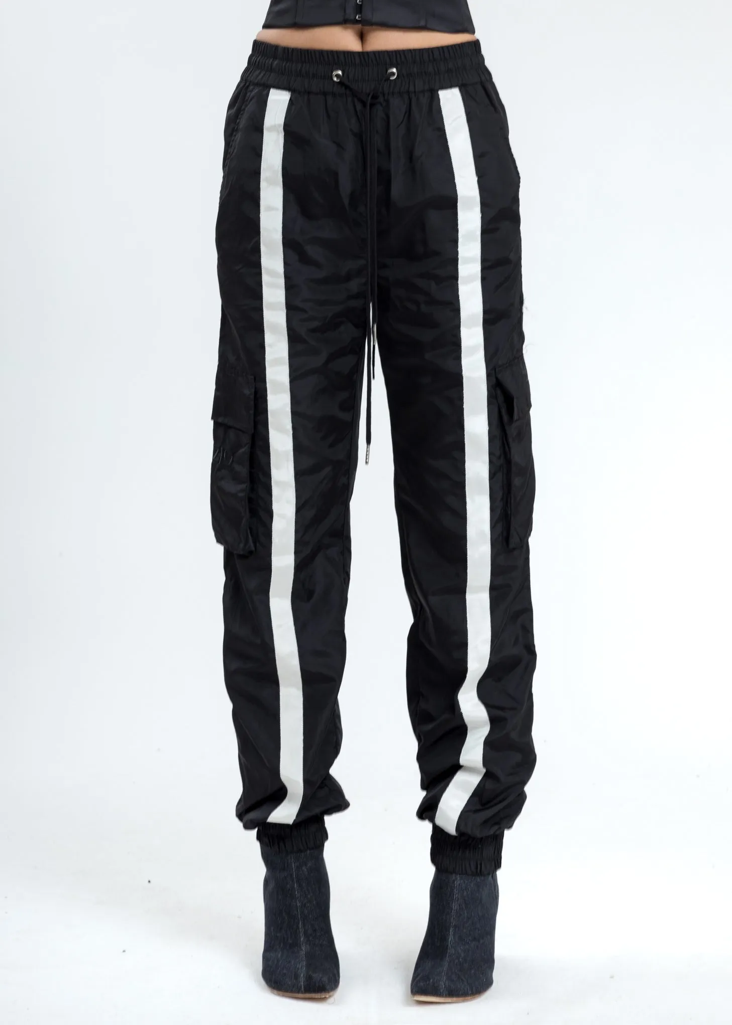 Black Nylon Trackpants