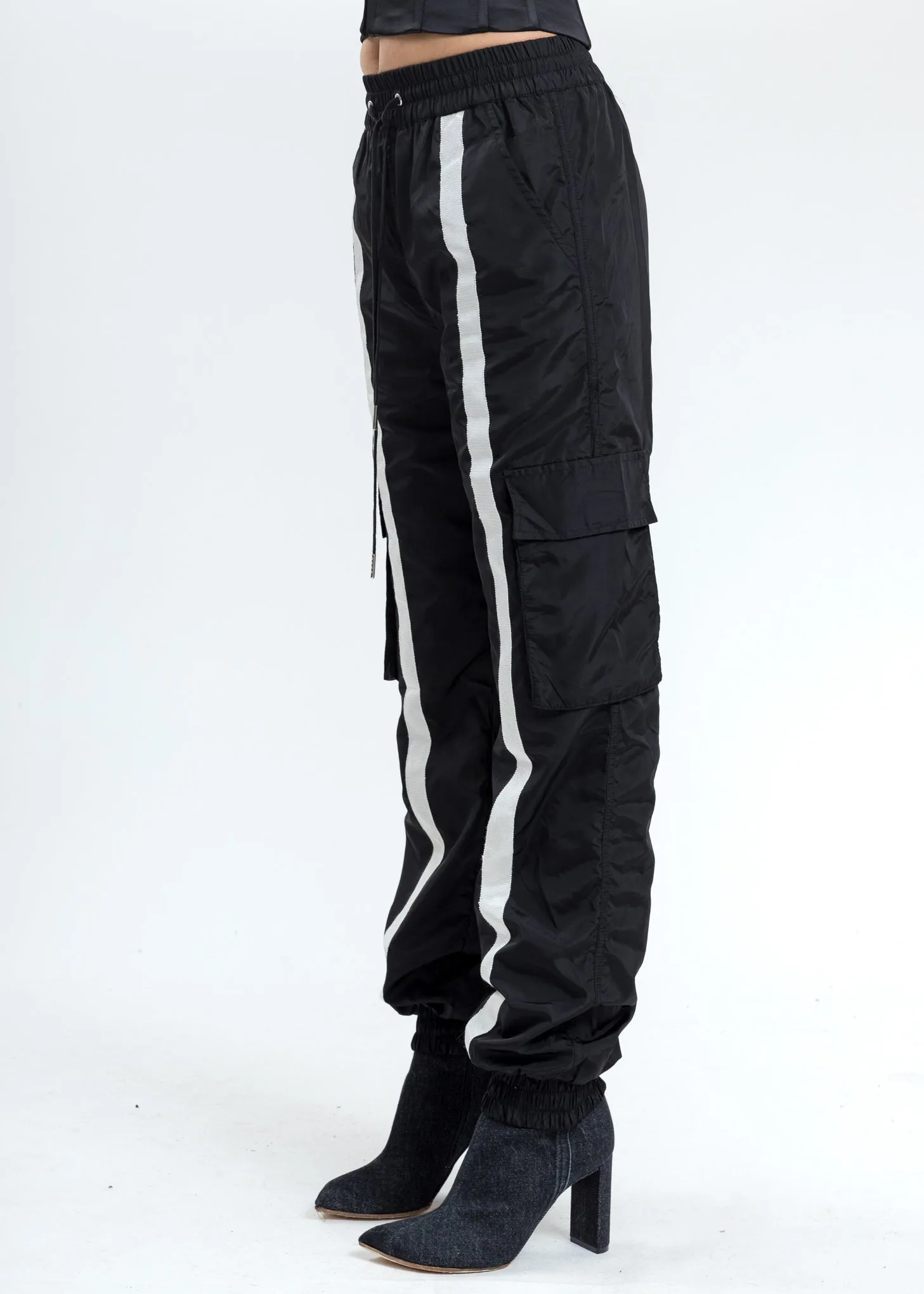 Black Nylon Trackpants