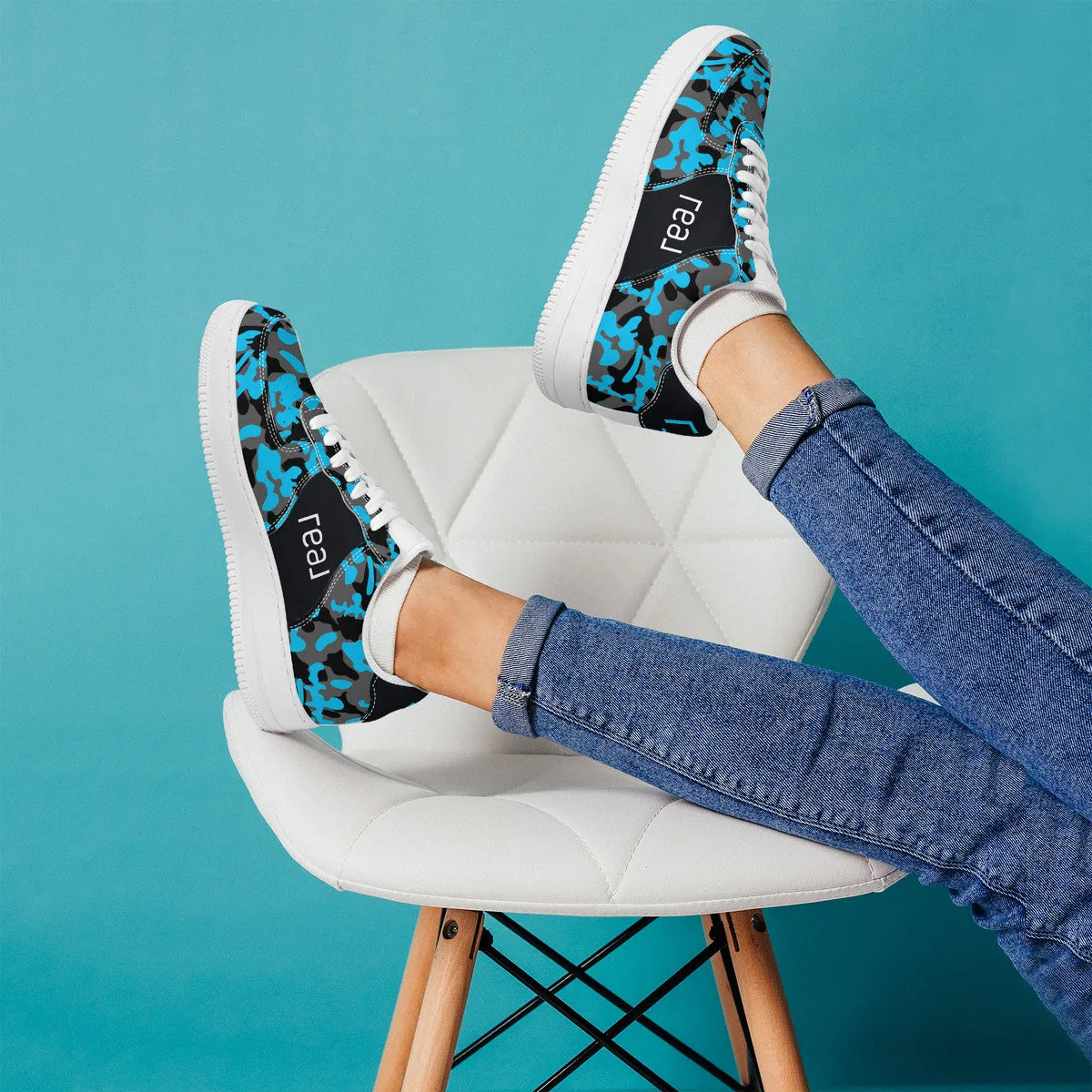 Blue, Black & Grey Camouflage Real Broker Logo With Brackets Unisex Air Force Sneakers