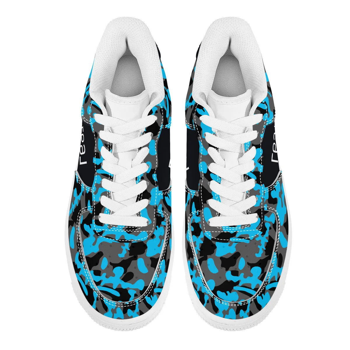 Blue, Black & Grey Camouflage Real Broker Logo With Brackets Unisex Air Force Sneakers