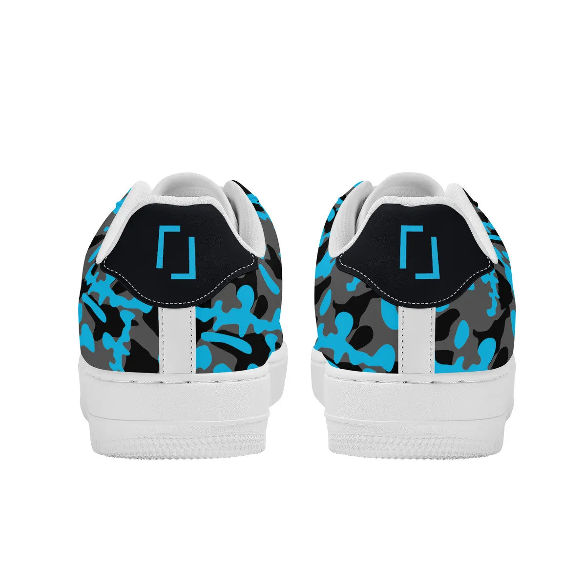 Blue, Black & Grey Camouflage Real Broker Logo With Brackets Unisex Air Force Sneakers