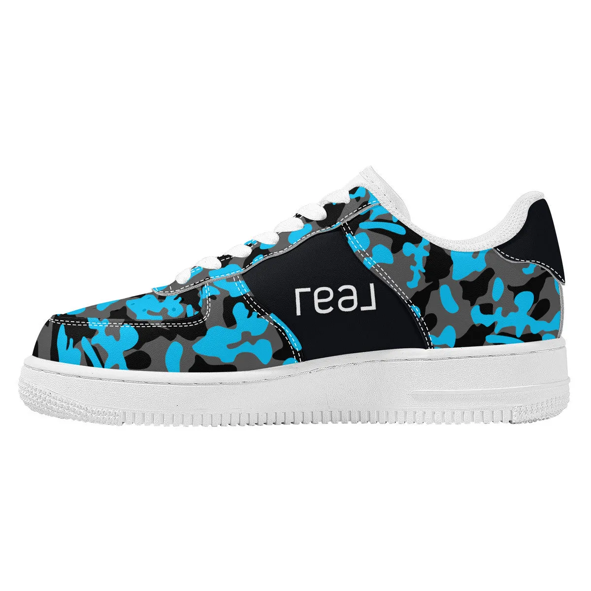 Blue, Black & Grey Camouflage Real Broker Logo With Brackets Unisex Air Force Sneakers