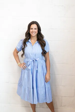 Blue Pinstripe Tie Dress