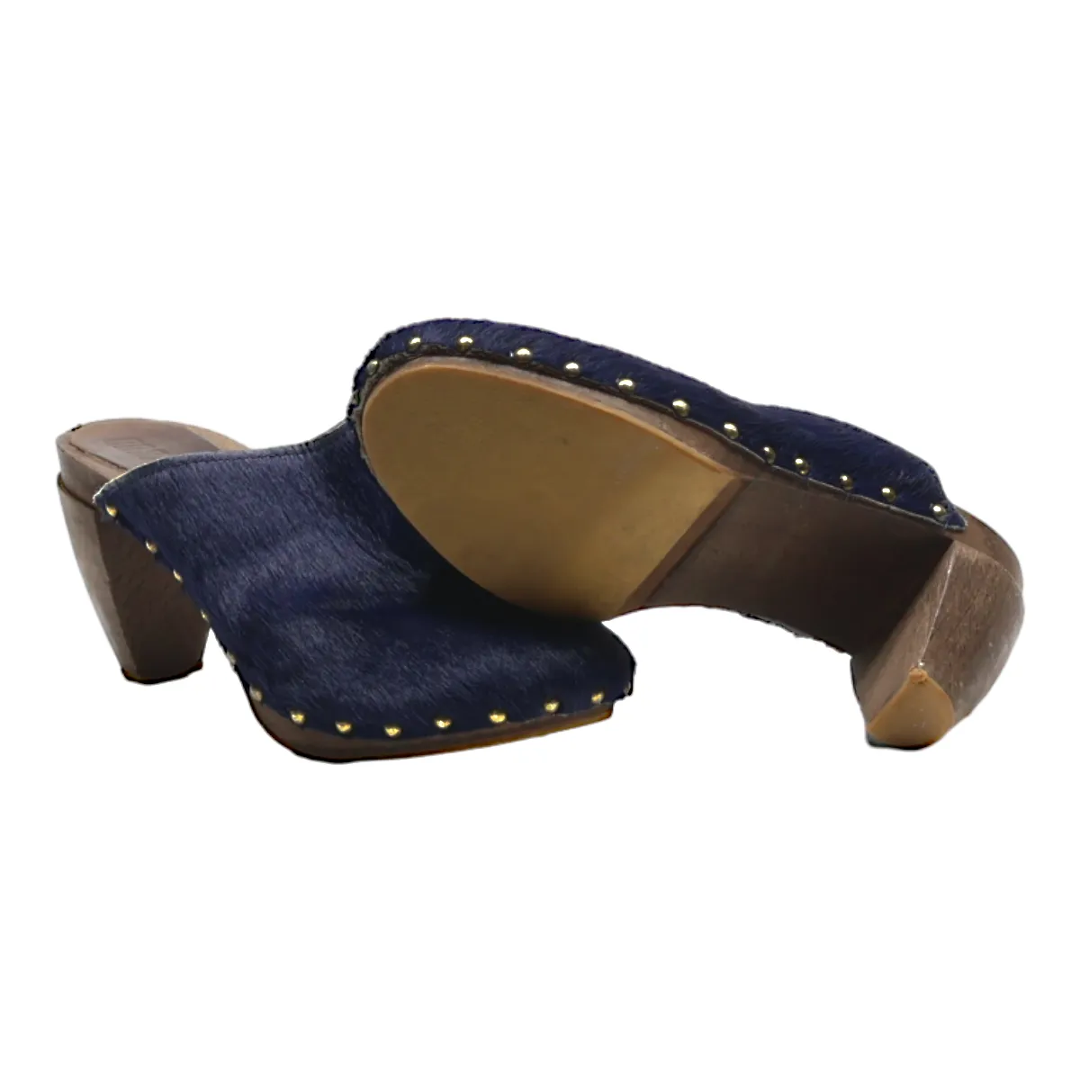BOSABO Mule Heels Blue Leather Womens UK 6