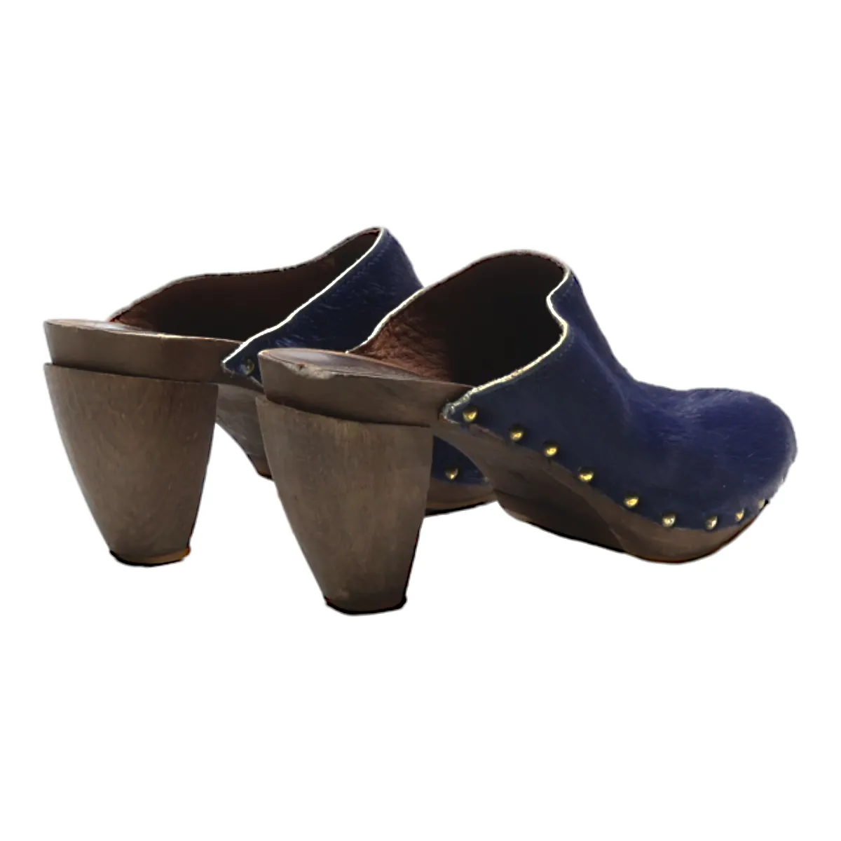 BOSABO Mule Heels Blue Leather Womens UK 6