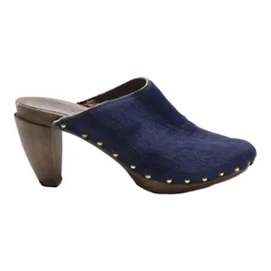BOSABO Mule Heels Blue Leather Womens UK 6