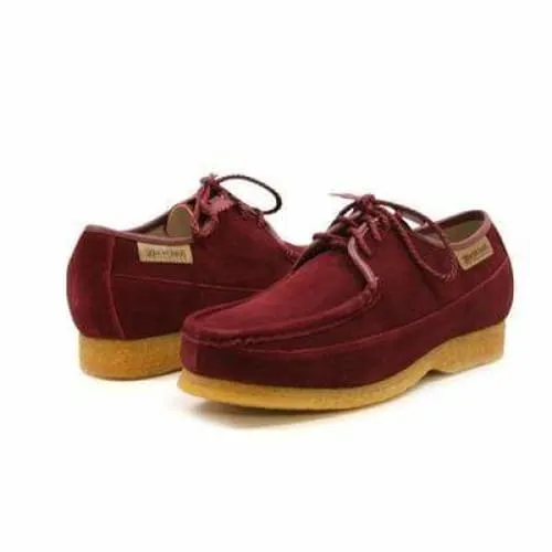 British Walkers Crown Men's Burgundy Suede Crepe Sole Low Top Shoes