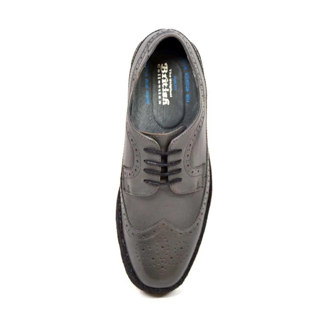 British Walkers Playboy Originals Wingtip Low Cut Men's Dark Gray Leather Oxfords