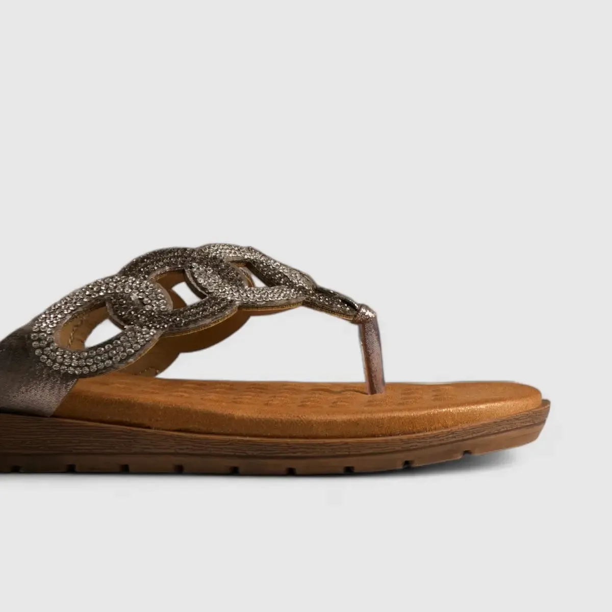 Bulbul Flat Bling Slide Sandal Pewter HAR009