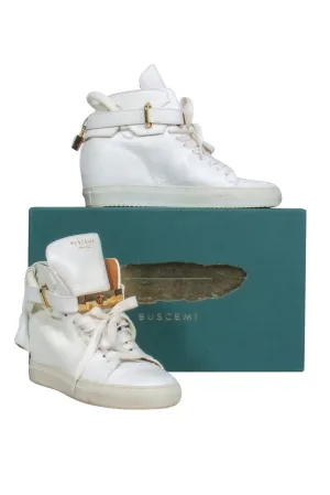 Buscemi - White 100MM Sneakers w/ Gold-Toned Hardware Sz 9.5