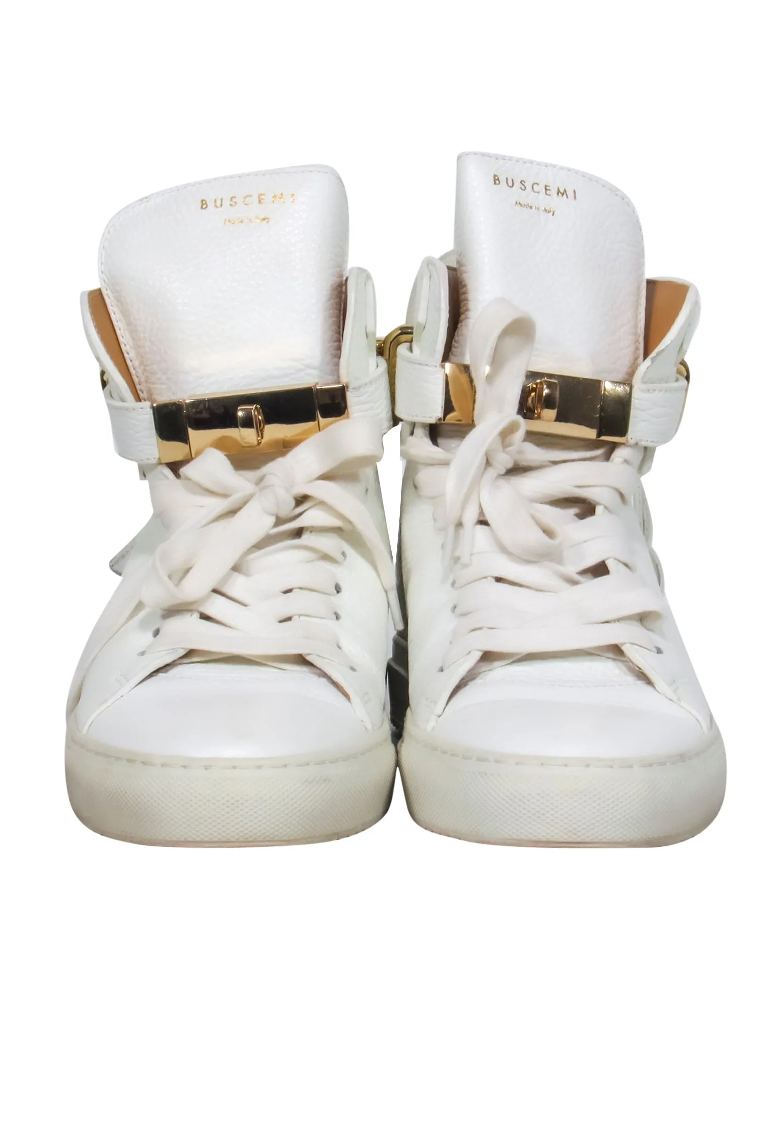 Buscemi - White 100MM Sneakers w/ Gold-Toned Hardware Sz 9.5