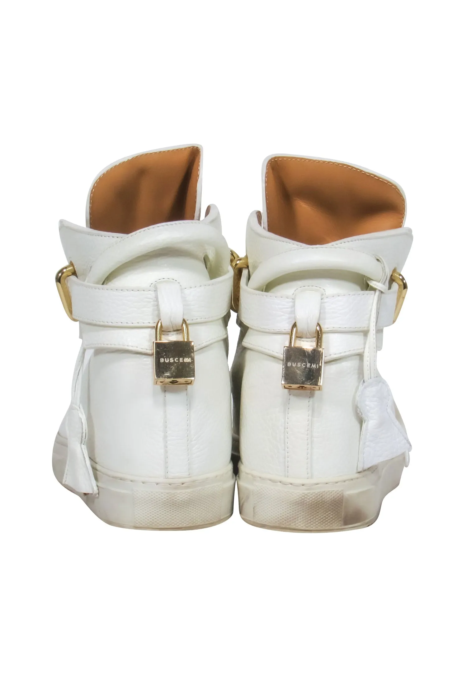 Buscemi - White 100MM Sneakers w/ Gold-Toned Hardware Sz 9.5