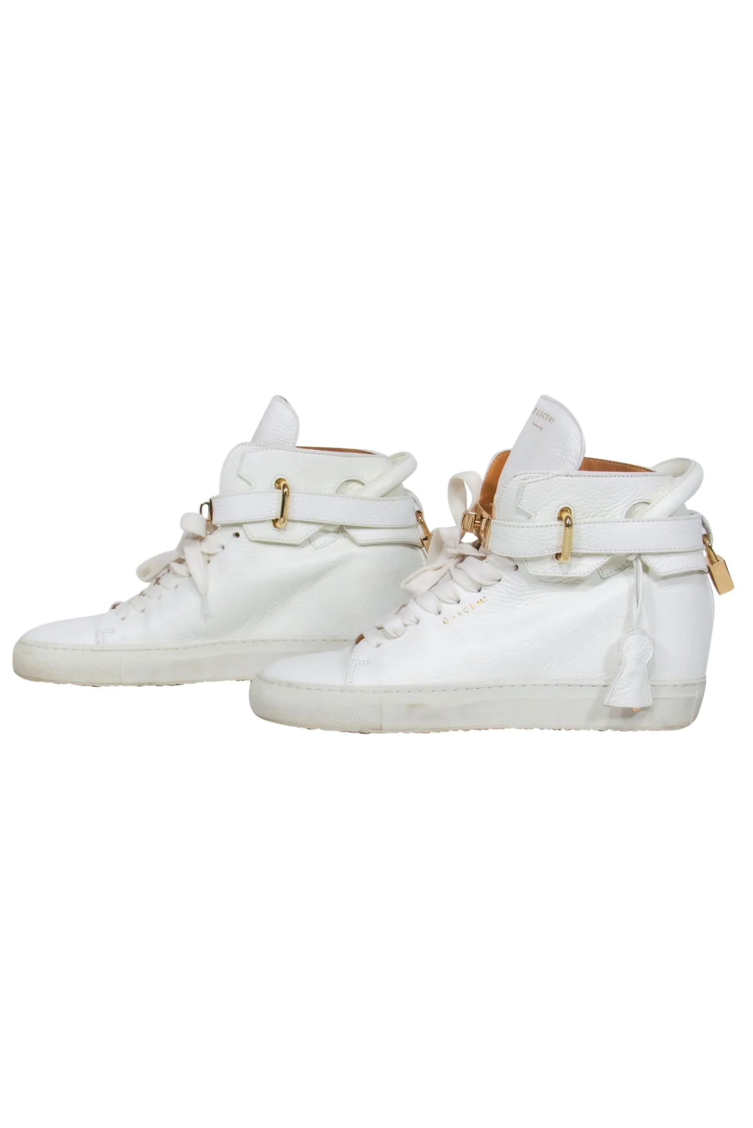Buscemi - White 100MM Sneakers w/ Gold-Toned Hardware Sz 9.5