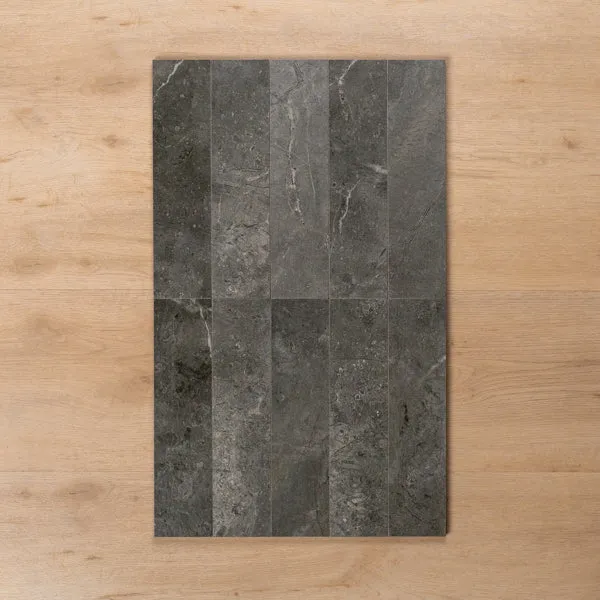 Casuarina Charcoal Honed Porcelain Tile 75x300mm