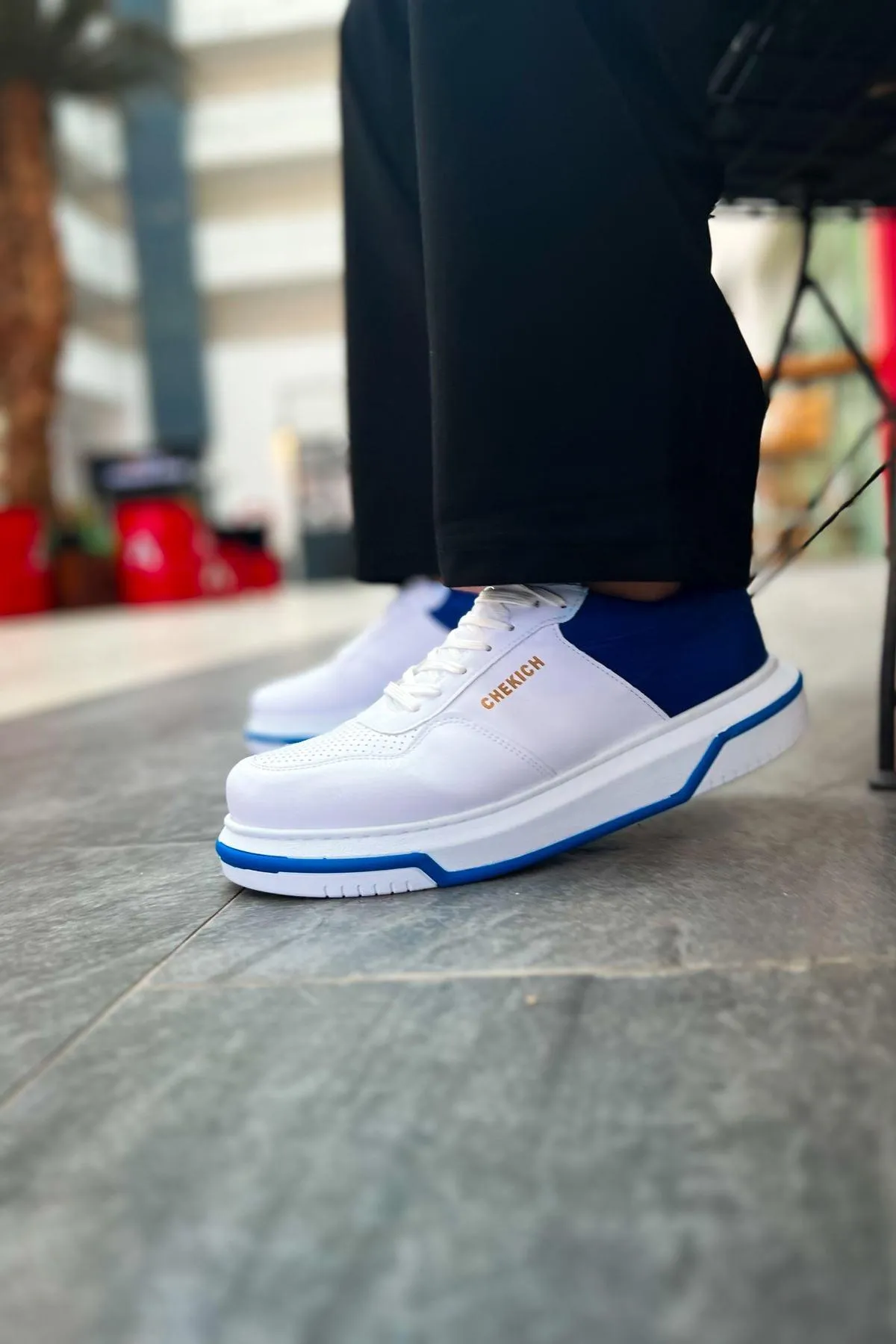 CH075 Men's Unisex White-Blue Casual Sneaker Sports Shoes