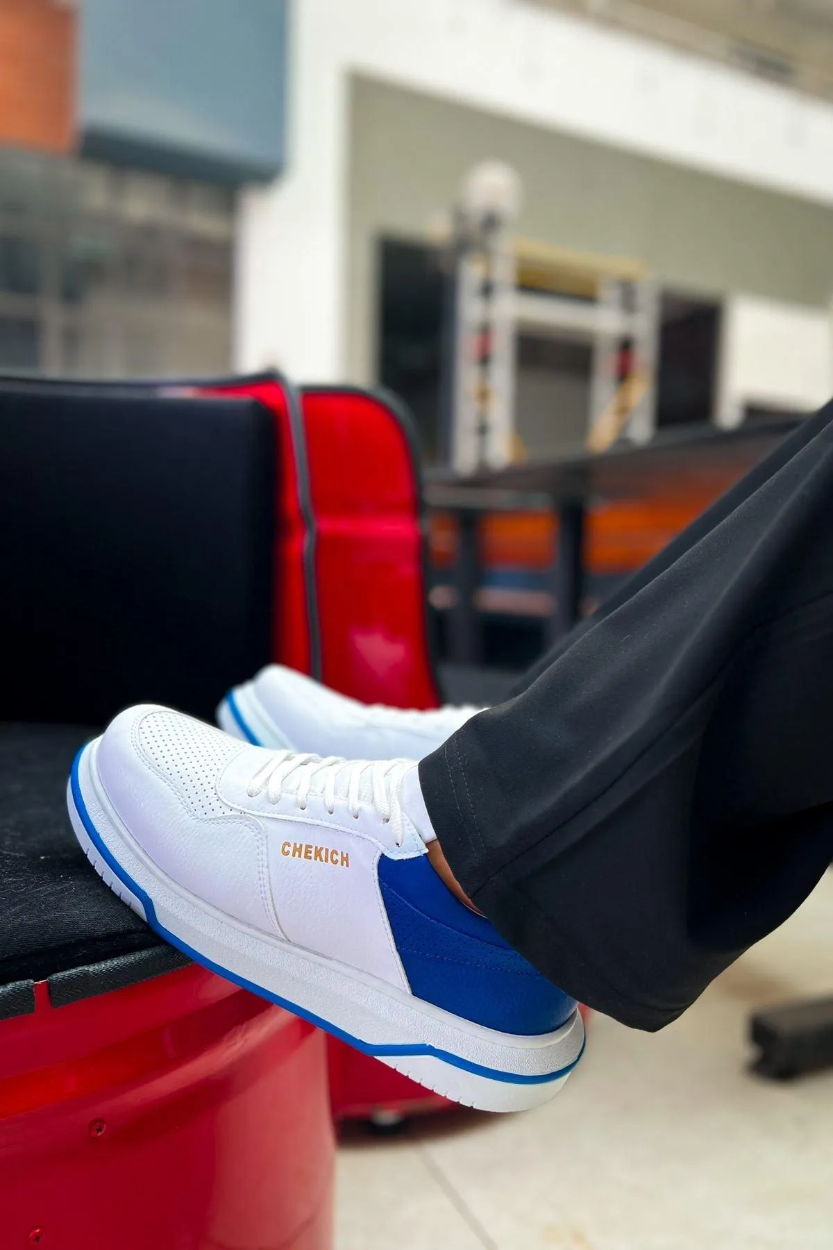 CH075 Men's Unisex White-Blue Casual Sneaker Sports Shoes