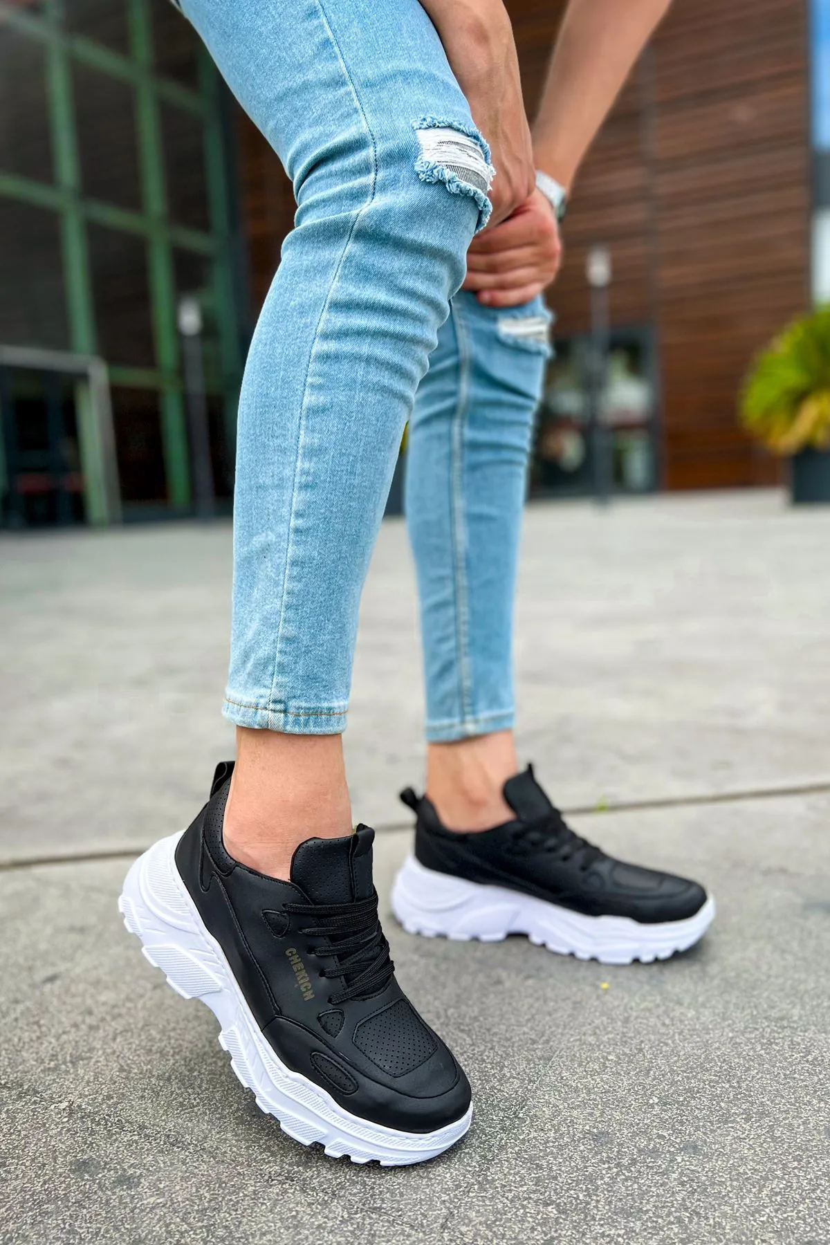 CH089 Men's Black (White Sole) Casual Sneaker Sports Shoes