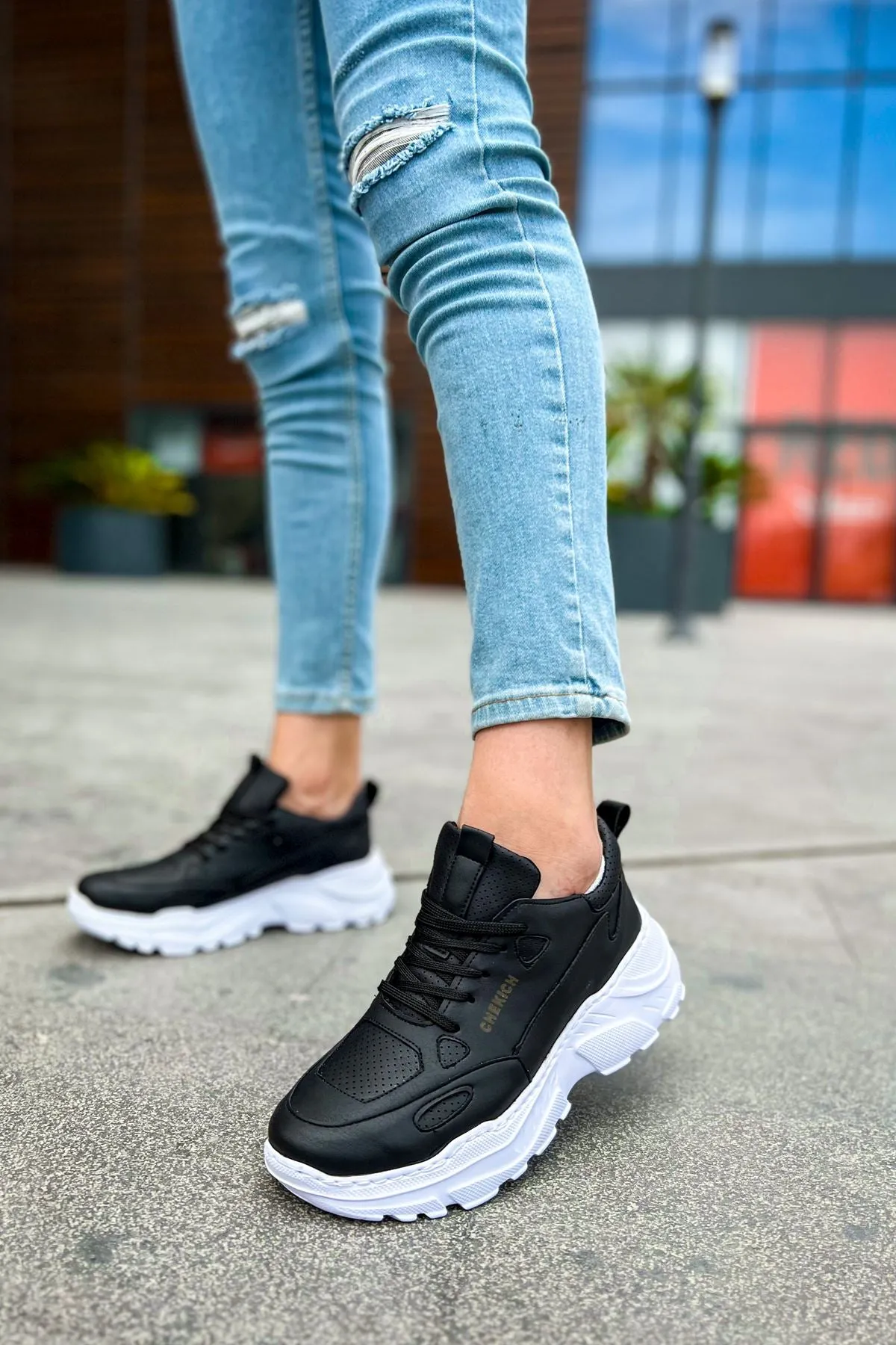 CH089 Men's Black (White Sole) Casual Sneaker Sports Shoes