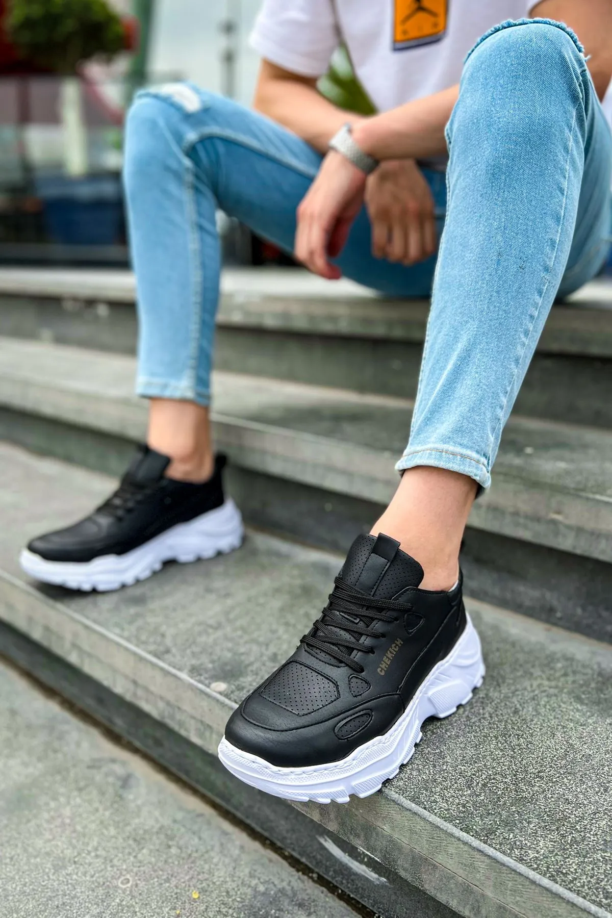 CH089 Men's Black (White Sole) Casual Sneaker Sports Shoes