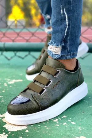 CH251 Men's Unisex Khaki-New Trend Shiny Accessory Casual Sneaker Sports Shoes