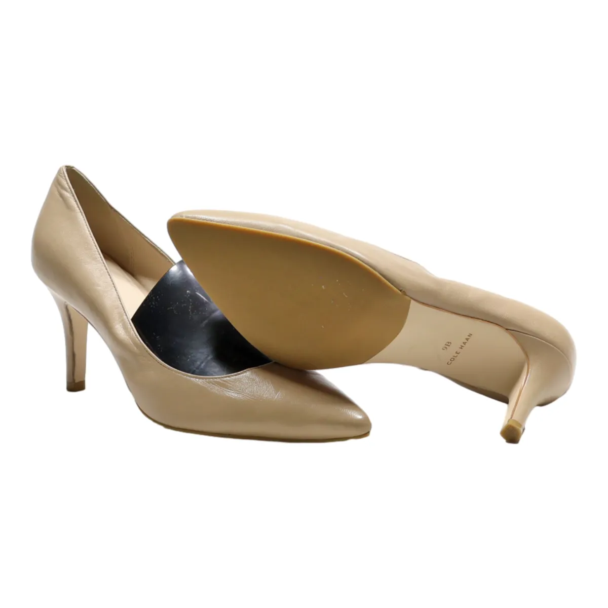 COLE HAAN Pump Heels Beige Leather Womens UK 7