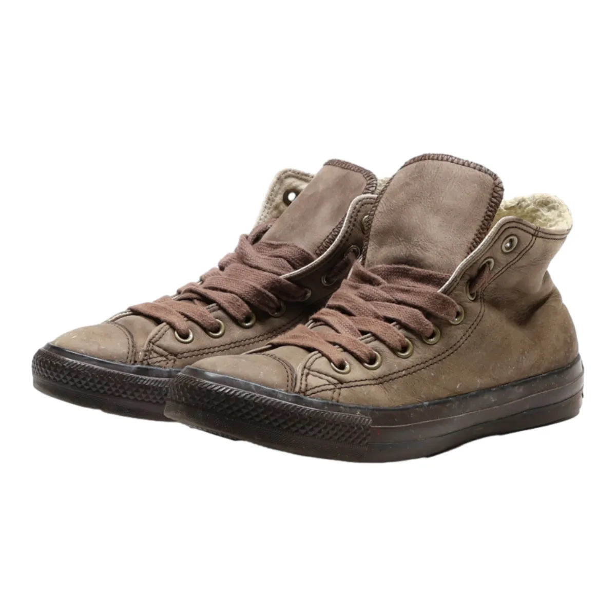 CONVERSE High Top Trainers Brown Leather Womens UK 6.5