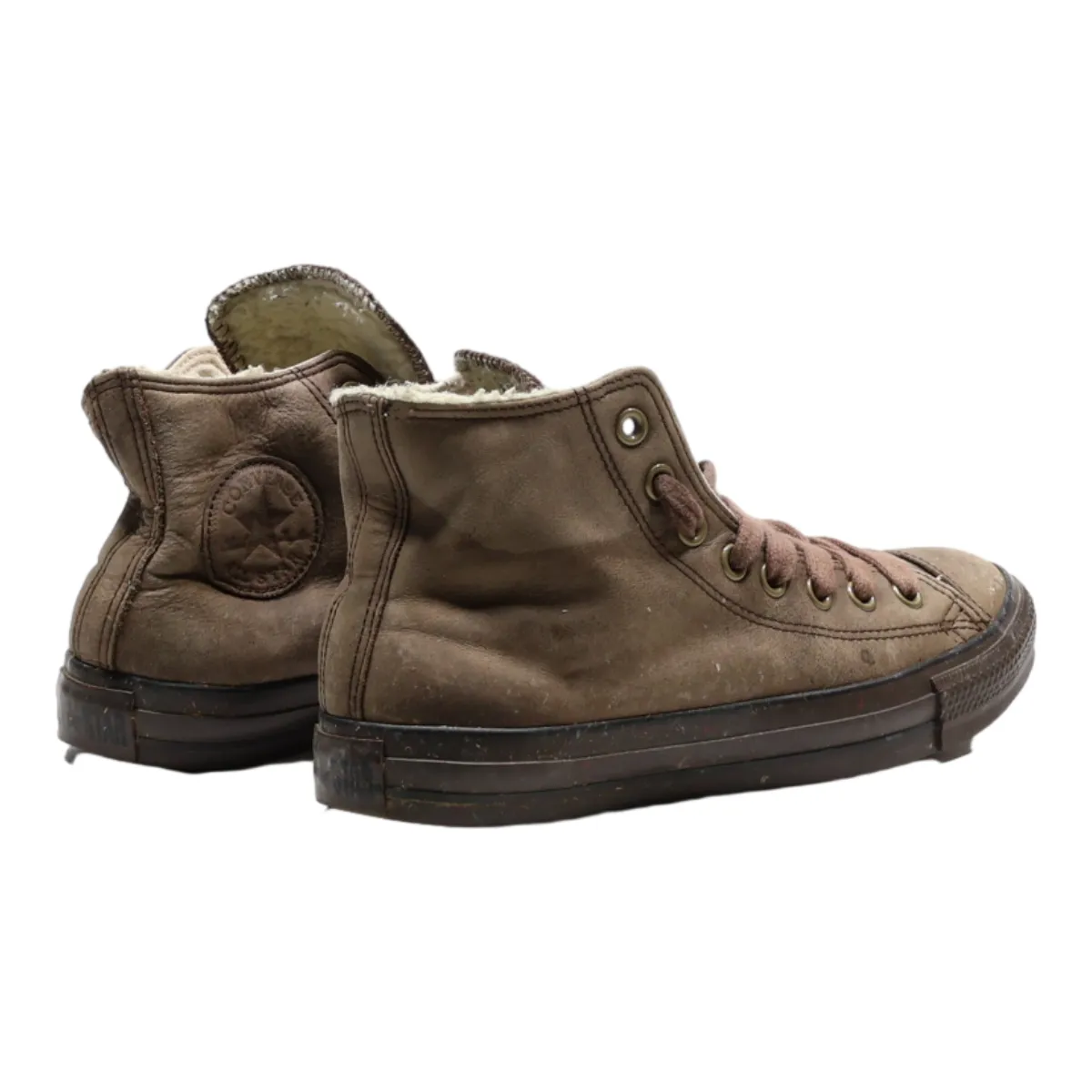 CONVERSE High Top Trainers Brown Leather Womens UK 6.5