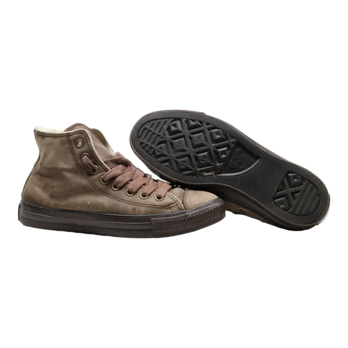 CONVERSE High Top Trainers Brown Leather Womens UK 6.5