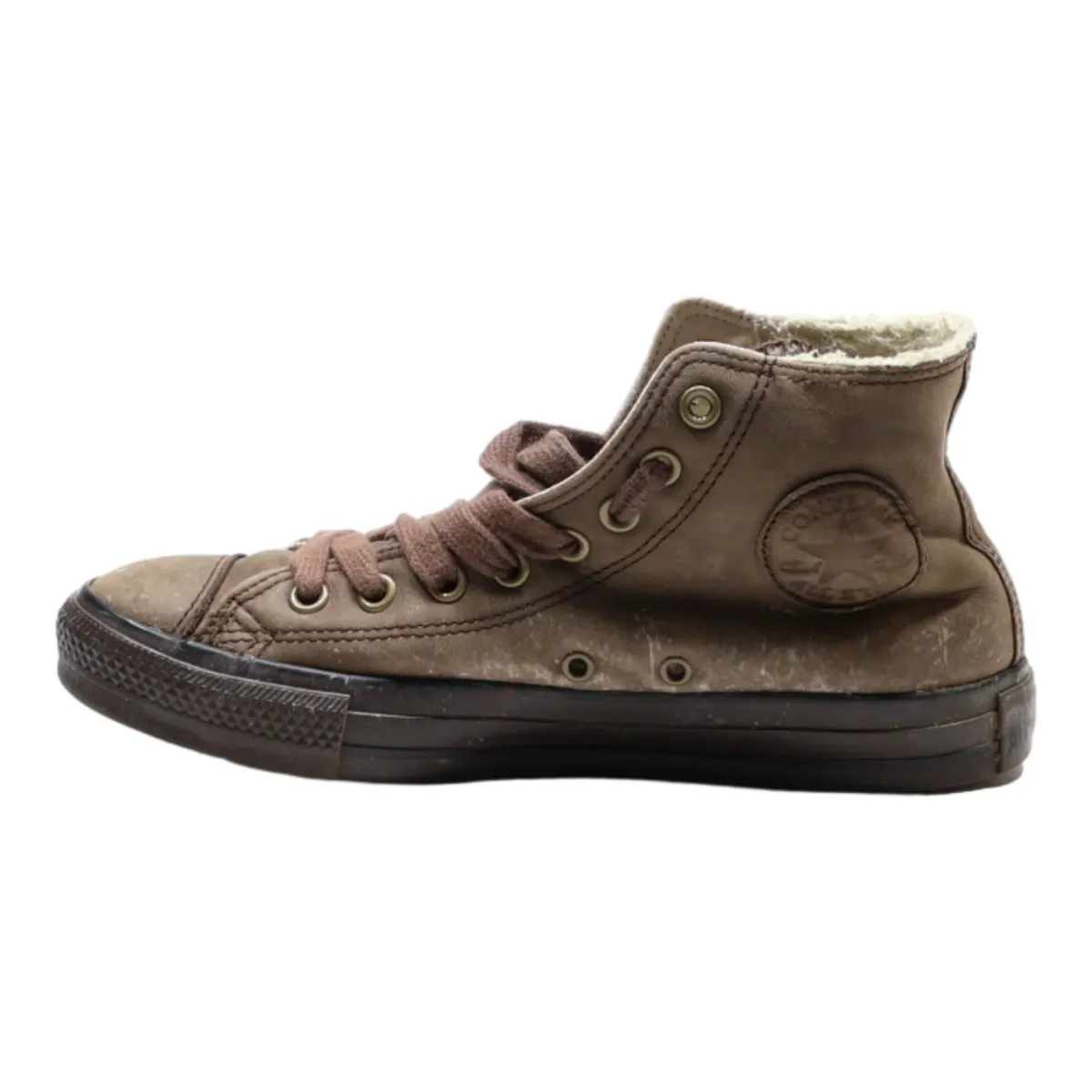 CONVERSE High Top Trainers Brown Leather Womens UK 6.5