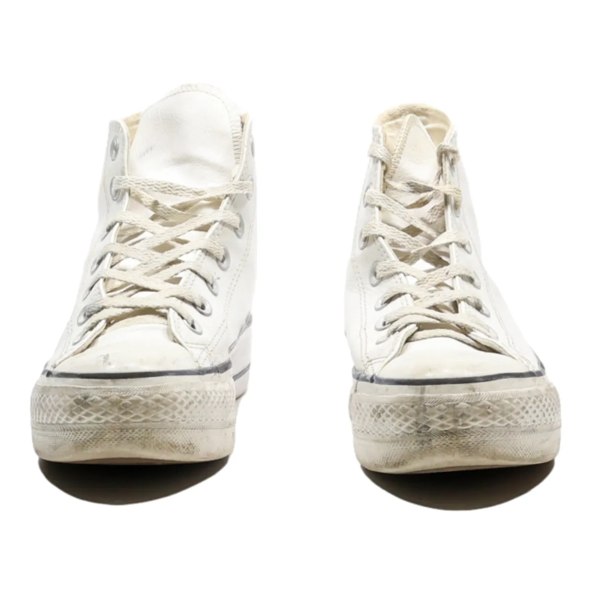 CONVERSE Platform Trainers White Leather Womens UK 2.5